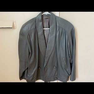 Hot Vintage 80s gray leather jacket
